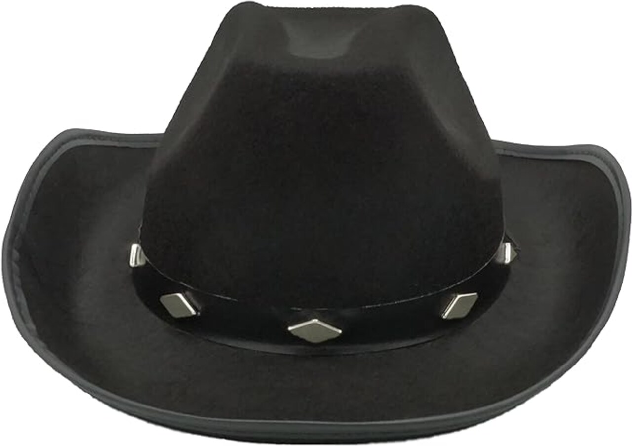 4E’s Novelty Black Felt Cowboy Hat for Men & Women - Studded Western Cowboy Hat - Cowboy Hat for Western Themed Party & Cowboy Costume Accessory